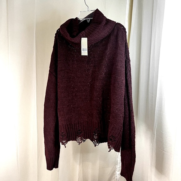 Buckle Chenille Burgundy Turtleneck Sweater size Medium oversized - Picture 9 of 10